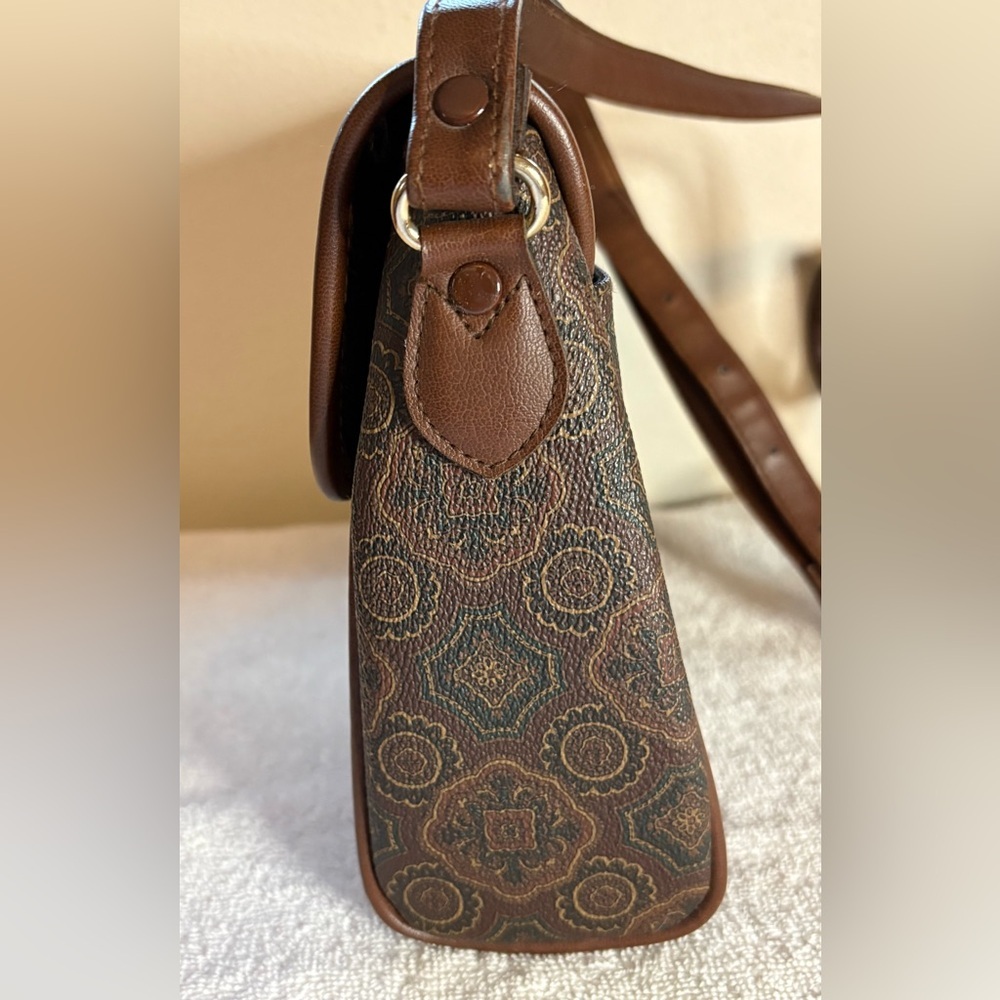 VTG Liz Claiborne Crossbody Brown Paisley Leather Purse Bag - Picture 5 of 16